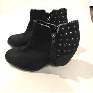 Black studded faux suede booties (size 7)